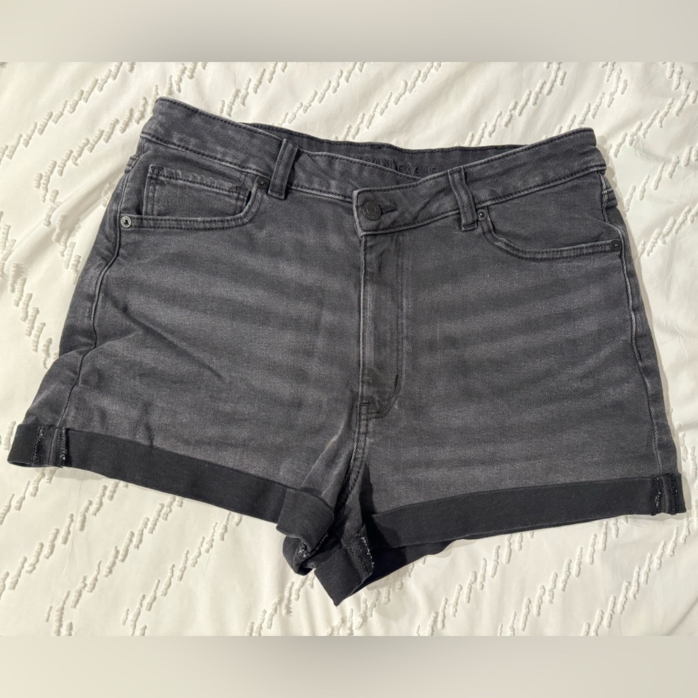 AE Stretch Highest Waist Crossover Denim Mom Shorts